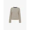 Whistles Omens  Striped Long-sleeve Cotton T-shirt In White