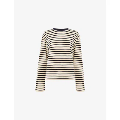 Whistles Omens  Striped Long-sleeve Cotton T-shirt In White