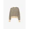 Whistles Womens Cream Striped Regular-fit Cotton-knit Jumper In Brown