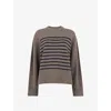 Whistles Womens Cream Striped Round-neck Wool Jumper In White