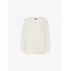 Whistles Womens Striped V-neck Long-sleeve Linen-blend Blouse Cream