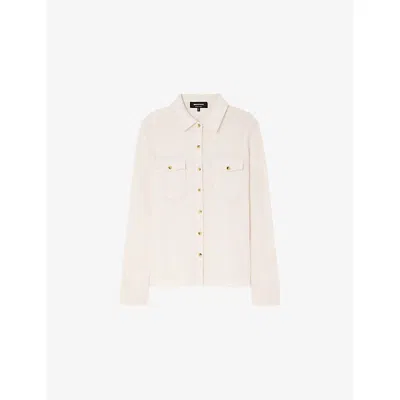 Whistles Womens Cream Textured Button-down Cotton-jersey Shirt In White
