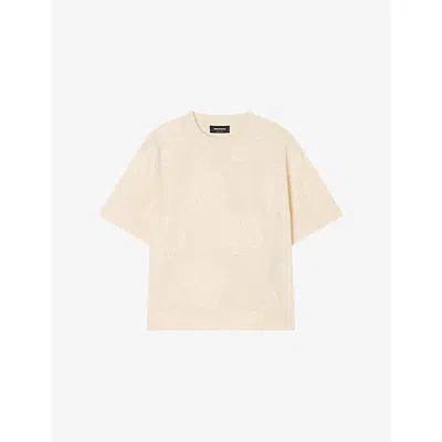 Whistles Womens Cream Textured Floral-print Cotton-jersey Top In Neutral