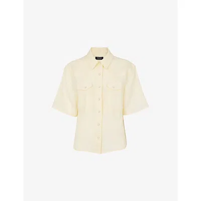 Whistles Womens Cream Western Patch-pocket Short-sleeve Linen Shir In White