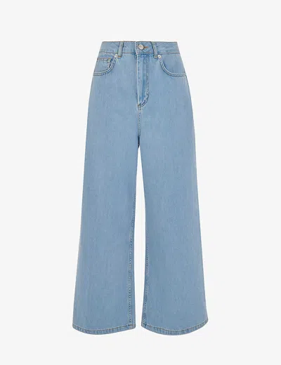 Whistles Womens Cropped Wide-leg Mid-rise Denim Jeans