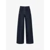 Whistles Womens Limited Edition Sandy Wide-leg Western Denim Trousers Dark Denim In Dark Denim