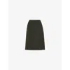 Whistles Womens Limited Edition Natalie Regular-fit High-rise Stretch Wool-blend Knee-length Skirt Dark Green In Dark Green