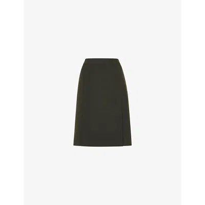 Whistles Womens Limited Edition Natalie Regular-fit High-rise Stretch Wool-blend Knee-length Skirt Dark Green