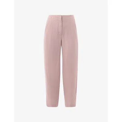 Whistles Womens Dark/burnt Orange Barrel-leg High-rise Linen Trousers