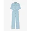 Whistles Womens Drawstring-waist Short-sleeve Denim Jumpsuit