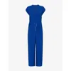 Whistles Womens Drawstring-waist Wide-leg Woven Jumpsuit In Blue