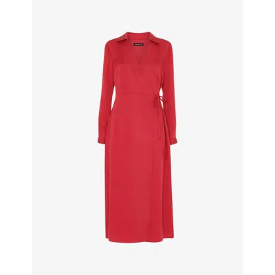 Whistles Omens  Elodie Tie-wrap Woven Midi Dress In Red