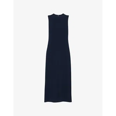Whistles Womens Vy Erin Textured Woven Midi Dress In Navy