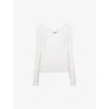Whistles Womens Cream Essential Slim-fit Long-sleeve Ribbed Stretch-woven Top In Cream