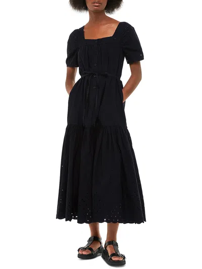 Whistles Broderie Cotton Trapeze Dress In Black