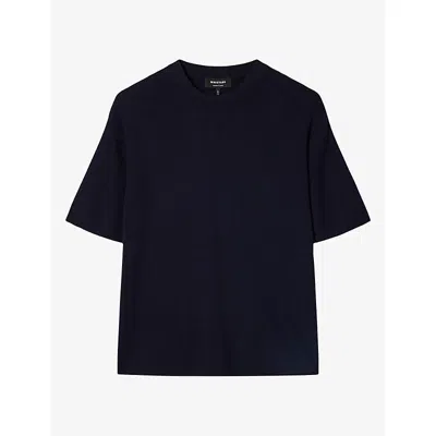 Whistles Womens Fine Short-sleeve Cotton-knit T-shirt Navy In Blue