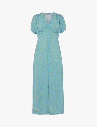 Whistles Womens Multi-coloured Floral Crescent-print Woven Midi Dress