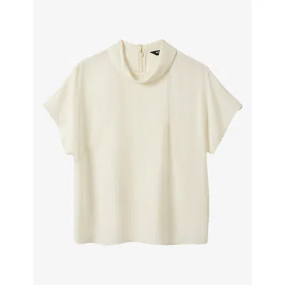 Whistles Womens Funnel-neck Seam-detail Woven Blouse Ivory In Nude