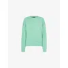 WHISTLES WOMENS GREEN CONTRAST-STITCH RELAXED-FIT COTTON SWEATSHIRT