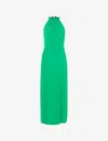 Whistles Womens Green Eliza Halterneck Side-slit Woven Midi Dress In Green