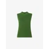 Whistles Womens Green High-neck Ribbed Cotton Tank