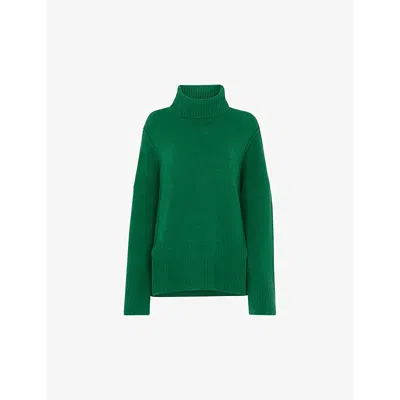 Whistles Womens Roll-neck Long-sleeve Stretch-knit Jumper Green