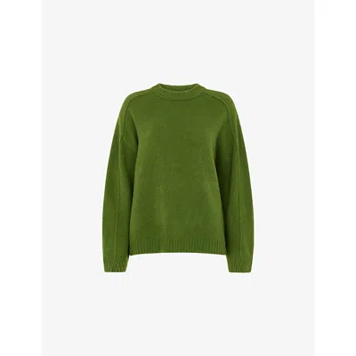 Whistles Womens Green Round-neck Long-sleeve Wool Jumper