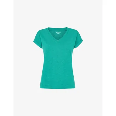 Whistles Womens Green Willa V-neck Cotton-jersey T-shirt Xs