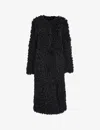 Whistles Womens Grey Eliza Relaxed-fit Shearling Coat S In Grey