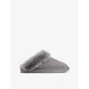 Whistles Womens Grey Emilia Sheepskin-cuff Suede Slippers In Grey