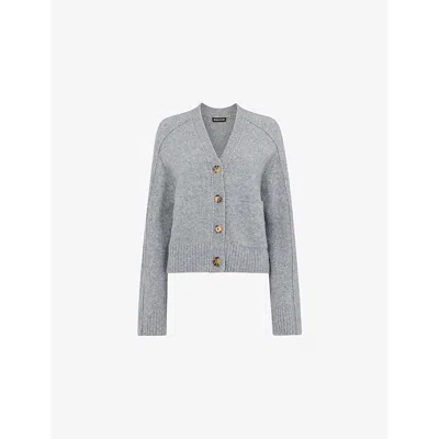 WHISTLES OMENS WHISTLES PATCH-POCKET V-NECK WOOL-BLEND CARDIGAN