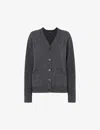 Whistles Womens Grey Relaxed-fit Pocket-embroidered Wool Cardigan In Grey