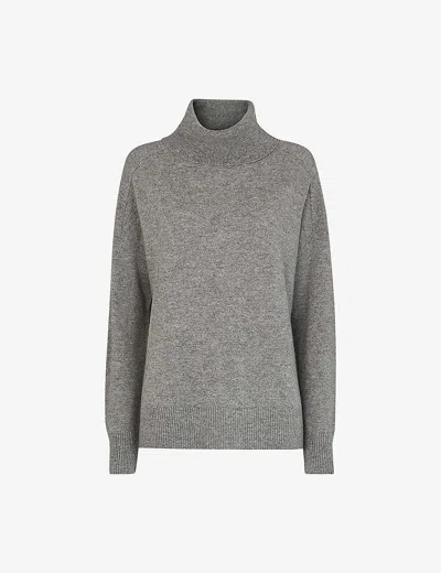 Whistles Womens Grey Roll-neck Cashmere Jumper Xs
