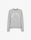 Whistles Womens Grey Text-print Round-neck Cotton-blend Jumper In Grey