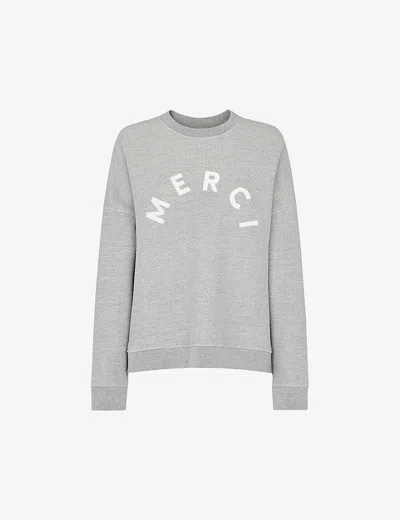 Whistles Womens Grey Text-print Round-neck Cotton-blend Jumper