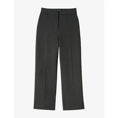Whistles Womens High-rise Straight-leg Stretch-woven Trousers Grey In Gray