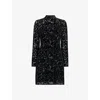 Whistles Embellished Floral Velvet Dress In Black