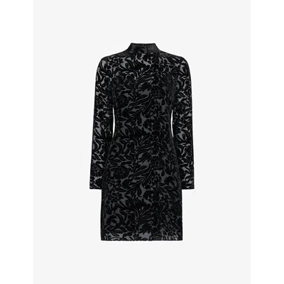 WHISTLES OMENS WHISTLES HOT FIX FLORAL-PATTERN VELVET MINI DRESS