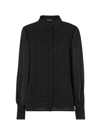 Whistles Womens Black Hot Fix Diamante-embellished Woven Blouse