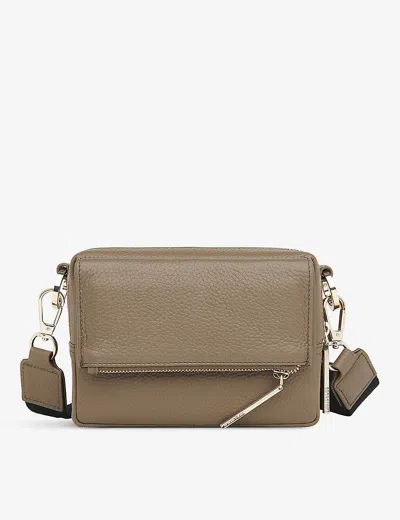 Whistles Bibi Leather Crossbody Bag In Khaki/olive