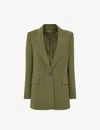 Whistles Boyfriend Relaxed-fit Recycled Polyester-blend Blazer In Khaki/olive