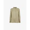 Whistles Omens  Jacquard Zig-zag Print Satin Shirt In Khaki/olive