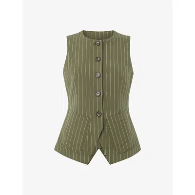 WHISTLES OMENS WHISTLES LOTTIE PINSTRIPE REGULAR-FIT WOVEN WAISTCOAT