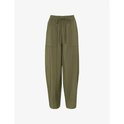 WHISTLES WOMENS KHAKI/OLIVE MADISON RELAXED-FIT WOVEN TROUSERS