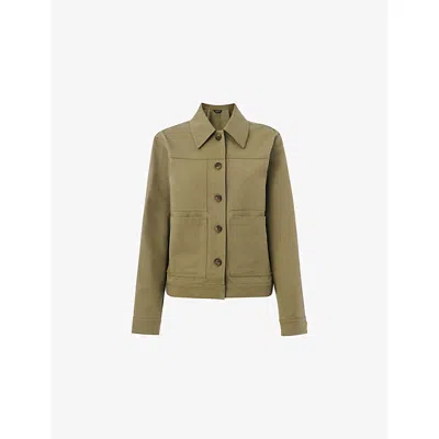 Whistles Womens Khaki/olive Mia Four-pocket Cotton-blend Jacket In Green