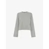Whistles Omens  Stripe Cropped Long-sleeve Cotton-jersey T-shirt In Khaki/olive