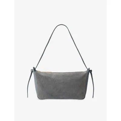 Whistles Womens Knot Suede Shoulder Bag Grey