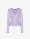 Whistles Womens Lilac Nola Tie-front Sequin-embellished Top In Lilac