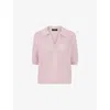Whistles Womens Lilac Pointelle-collar Short-sleeve Collared Knit