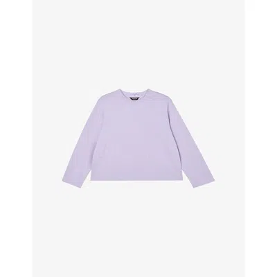 Whistles Womens Lilac Round-neck Long-sleeve Cotton-jersey Top Xs In Purple